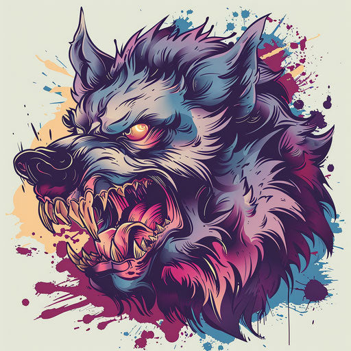 Cartoony whimsical werewolf with exaggerated features