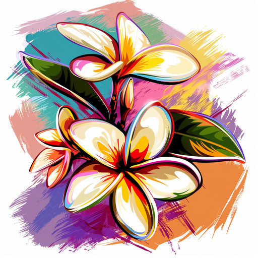 Dynamic exotic flower drawing with vibrant tones