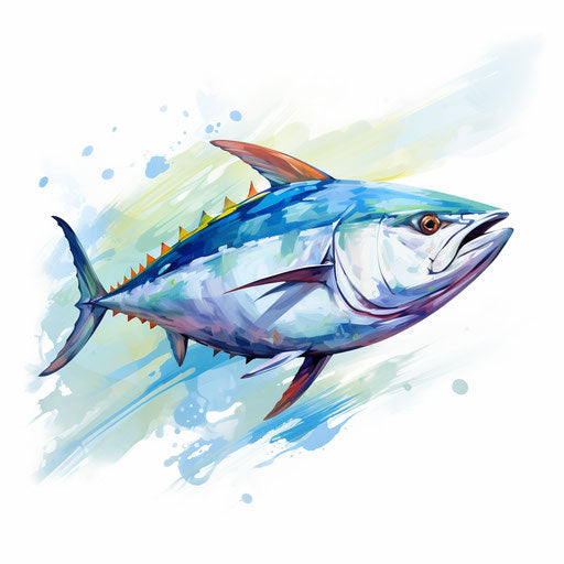 Tuna clipart in the style of Impressionistic Art, on white background