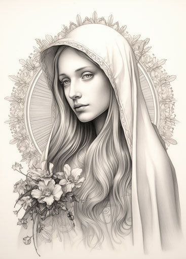 Portrait of lorenza in intricate dotwork style