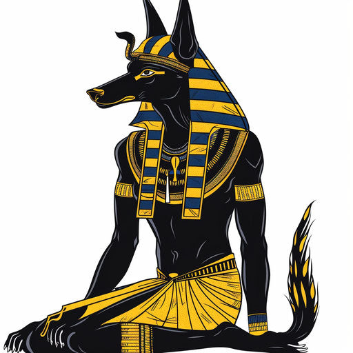 Egyptian god Anubis in stylized tribal design on white