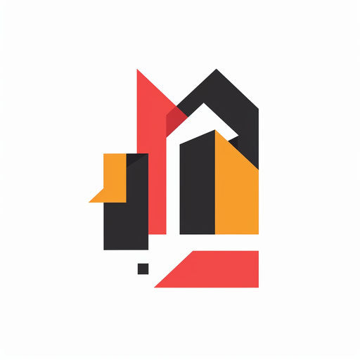 Geometric real estate logo with bold shapes on white background