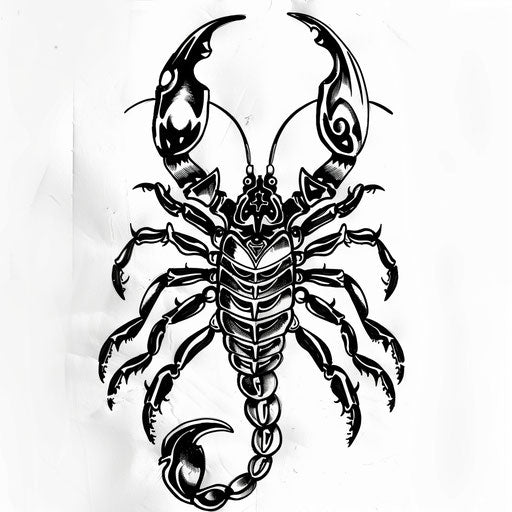 Tribal scorpion drawing on blank white paper