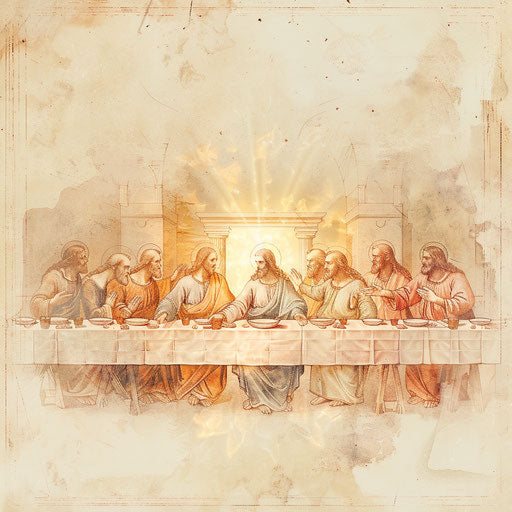 The Last Supper in flat tattoo sketch: ethereal clipart