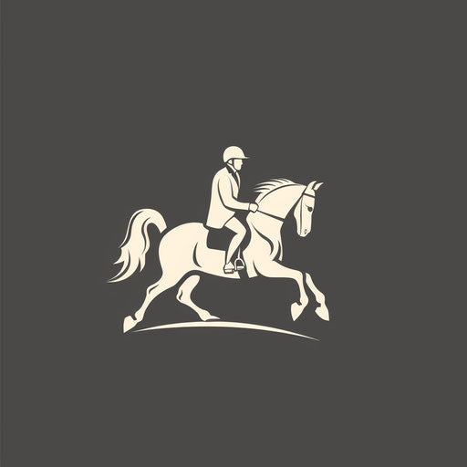 Classic horse logo with horse and rider icon on dark grey background