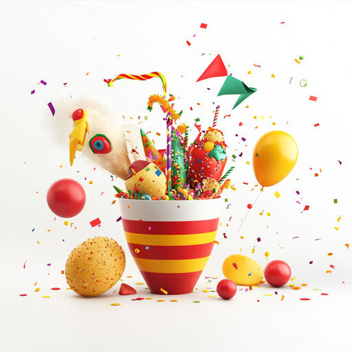 3D party on flat white background, isolated clipart