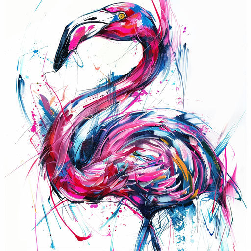 Expressionist flamingo tattoo with emotional brushwork