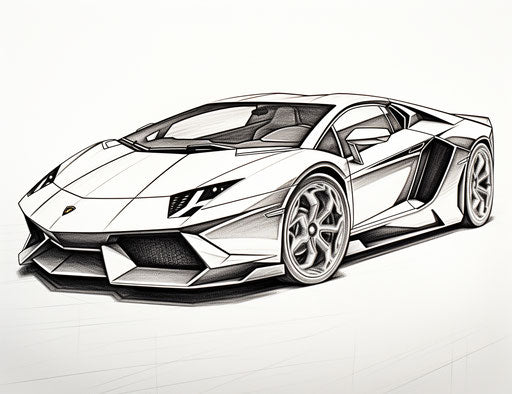 Lamborghini coloring in dark bedroom artistic style