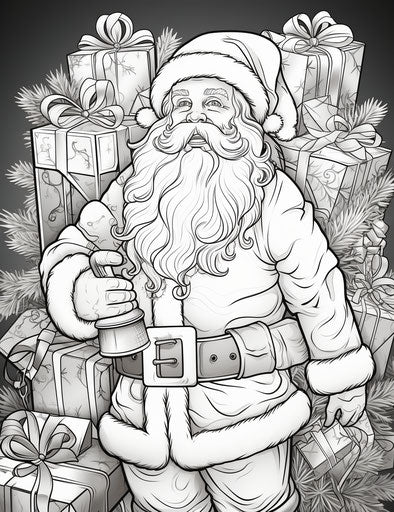 Christmas coloring page with Santa Claus and gift sack