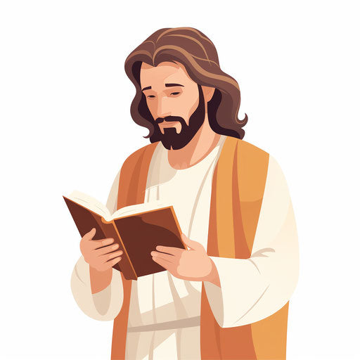 Religious art in minimalist style, white background