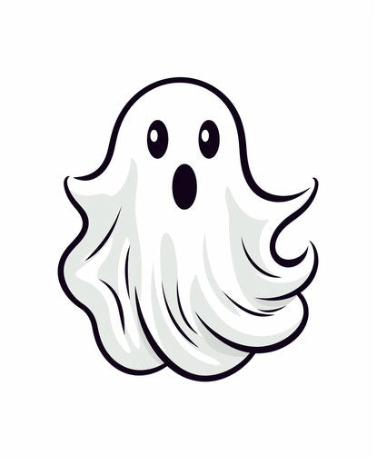 Cute ghost to color that reads spooky