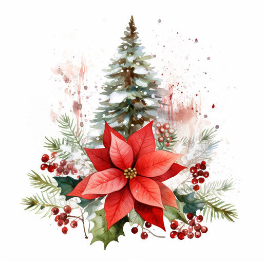 Christmas background clipart in the style of Watercolor Art