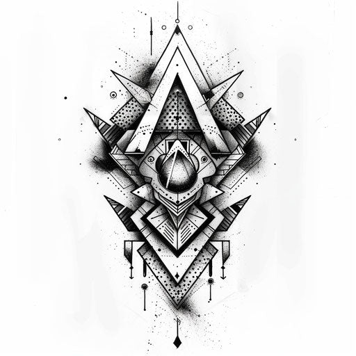 Modern clipart style flat tattoo sketch for a dotwork tattoo, an abstract geometric design with sharp angles and soft gradients