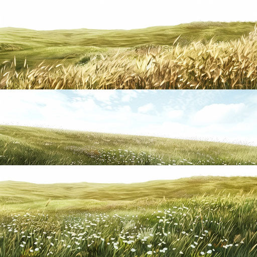 Realistic field clipart on flat white background