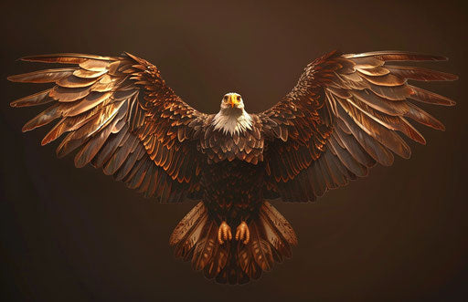 Eagle in dark beige and navy, dimensional illusion tattoo