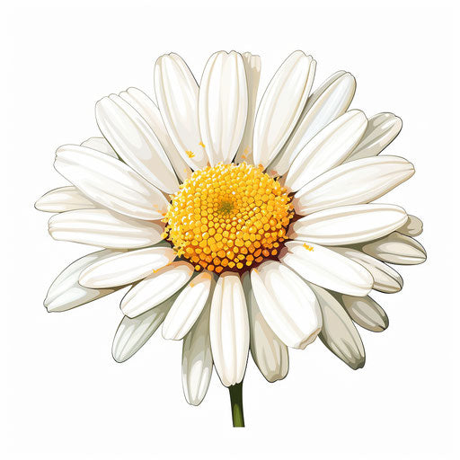 Daisy flower illustration in the style of Chiaroscuro Art, on white background