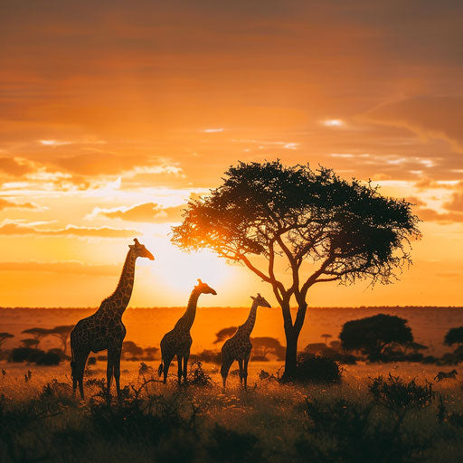 Serene sunrise over the African savanna