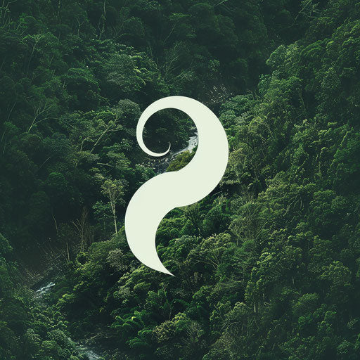 Nature-inspired photo logo with green background, organic shapes