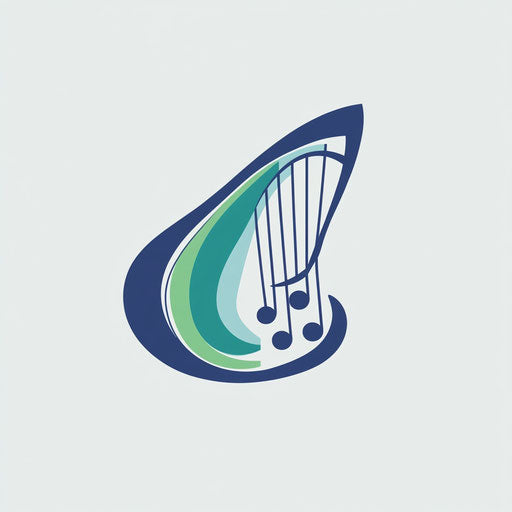 Minimalist music symbol with abstract harp and note