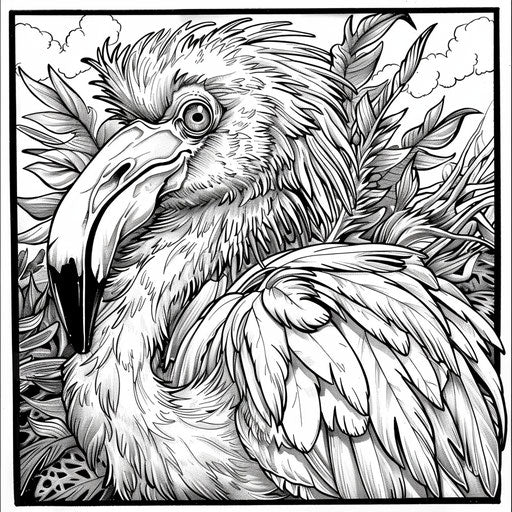 Funny flamingo in Andy Marlette style coloring page