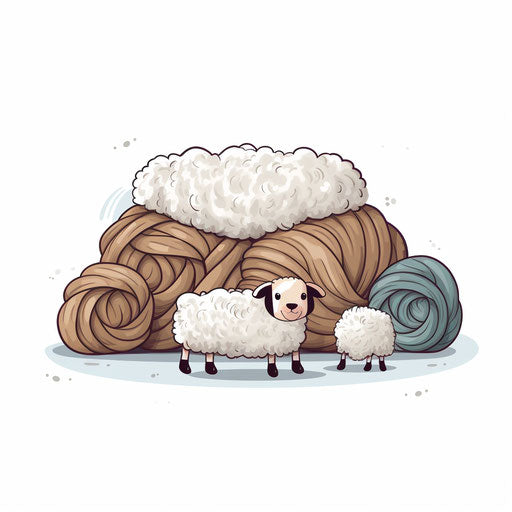 Wool illustration in Minimalist style, on white background