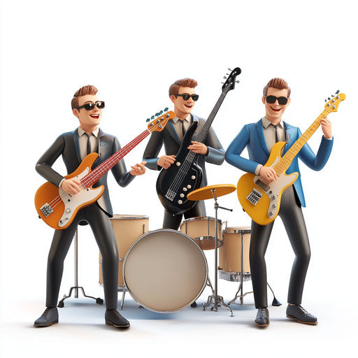 3D Music Band on flat white background