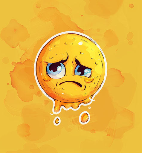 Sad emoji with tears on a yellow background