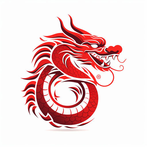Chinese dragon clipart in Minimalist style on white background