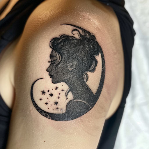 Moonlit goddess silhouette