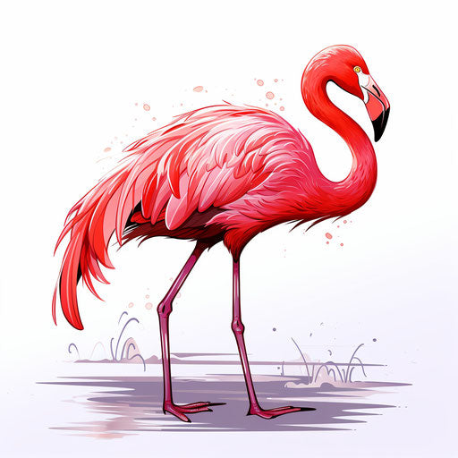 Flamingo clipart in the style of Chiaroscuro Art, on a white background
