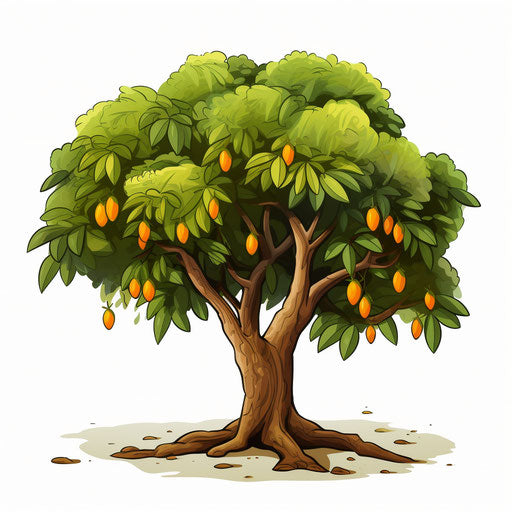 Mango tree in Chiaroscuro Art style, on white background
