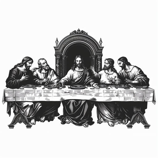 The Last Supper in flat clipart style with modern aesthetics