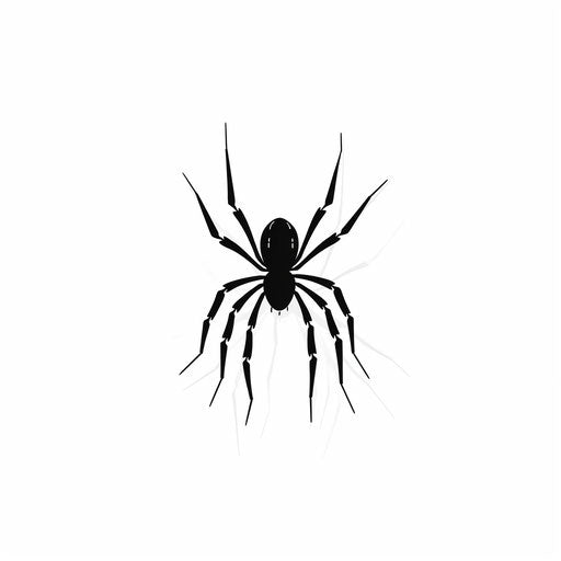 Spider on web in silhouette on white background