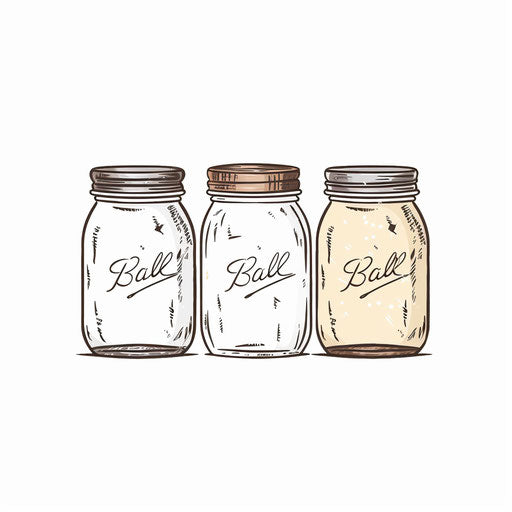 Minimalist style clip art of mason jar, on white background