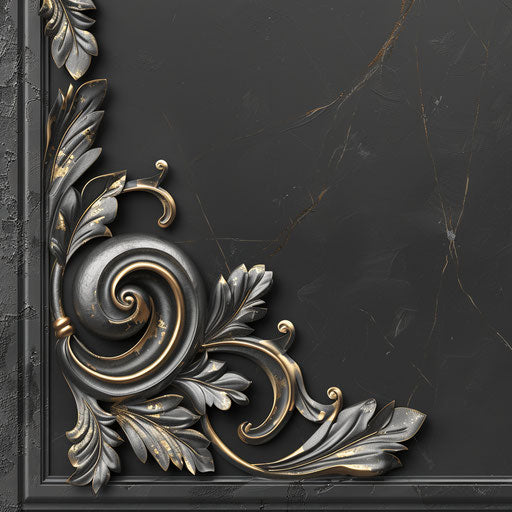 Realistic and elegant corner design clipart on slate grey background