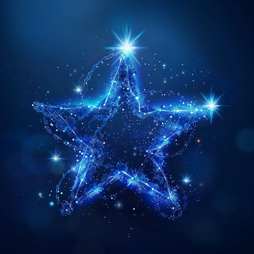 Realistic Christmas star clipart with subtle blur on flat indigo background