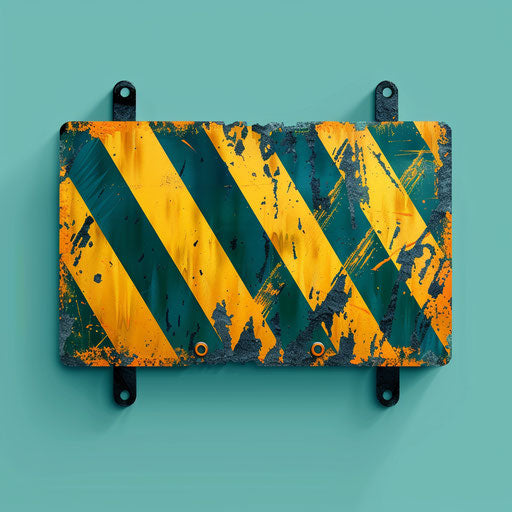 Realistic caution clipart with flat teal background