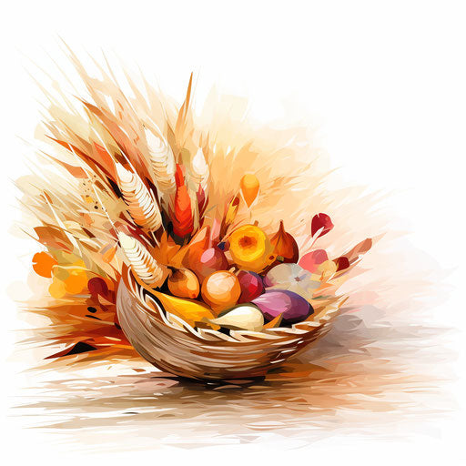 Cornucopia clipart in the style of Impressionistic Art, on a white background