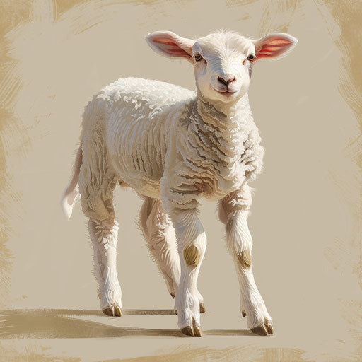 Illustration of a lamb with a flat random background, vibrant tones and enhanced clarity