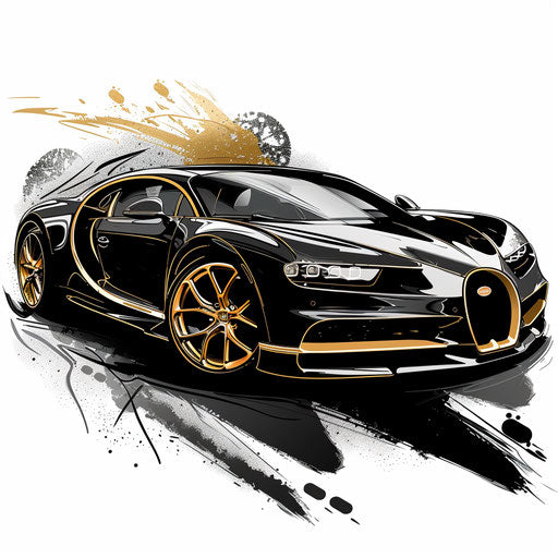 Elegant flat tattoo sketch of a luxury car