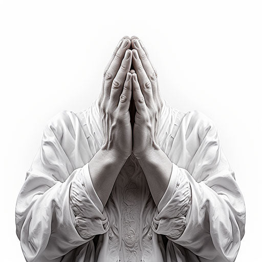 Praying hands on white background
