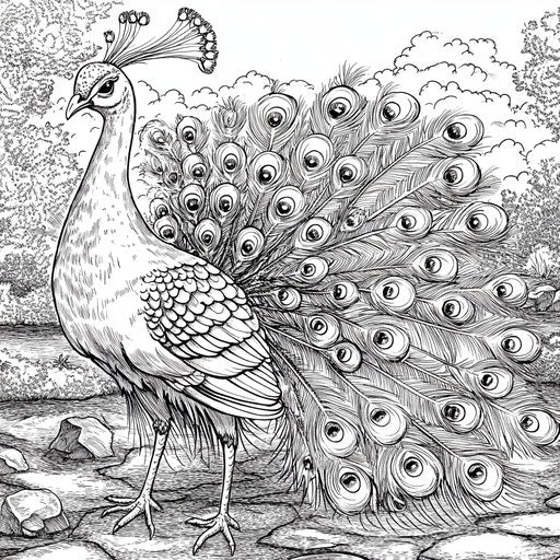 Simple animal-themed peacock scene for kids