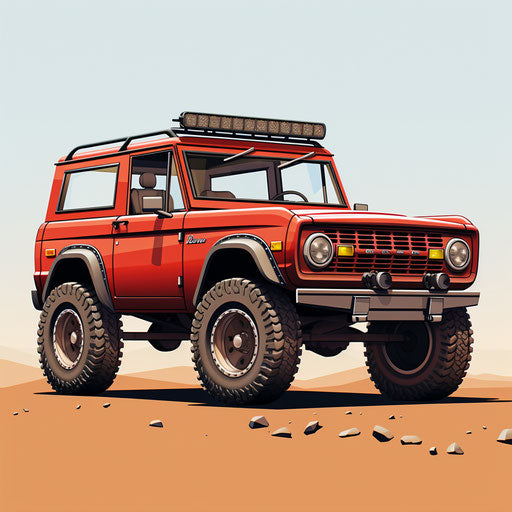 Bright cherry red classic Ford Bronco Sport