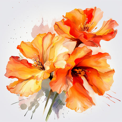 Flower clipart in the style of Oil painting, on a white background