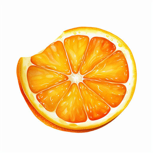 Orange slice in Oil painting style, on white background