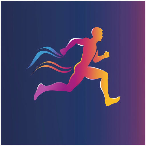 Fitness logo with a stylized running figure and a gradient background
