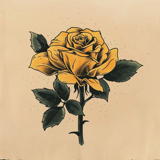 Nostalgic sketch of a yellow rose in retro comic style