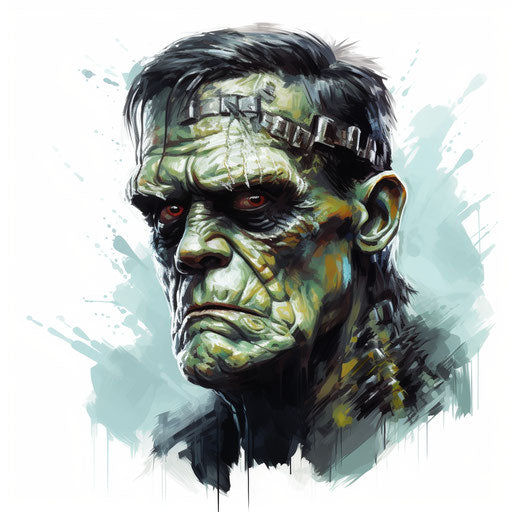 Frankenstein clipart in the style of Oil painting