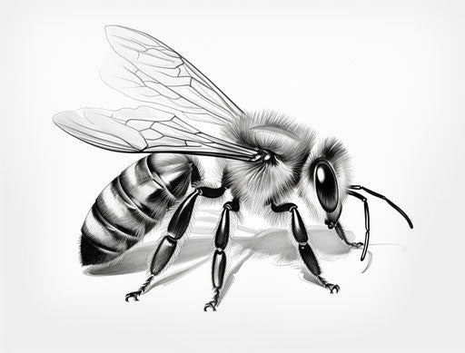 Bee sketch on white background, undefined anatomy style