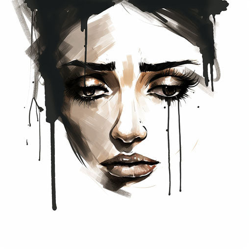 Sad clipart in the style of Chiaroscuro Art, on a white background